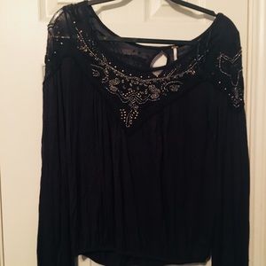 EUC Free people navy beaded top. No flaws